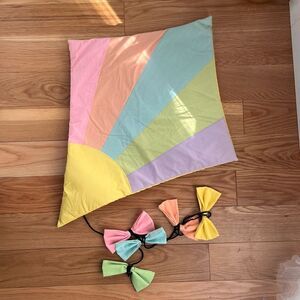 Vintage 80s Pastel Kite with Bows Fabric Wall Decor by Wooltex International